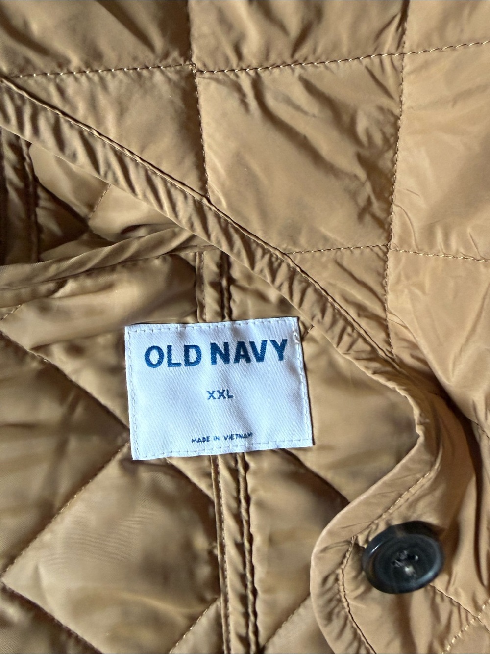 Old Navy Quilted Hooded Shirt Jacket in Camel Brown - Picture 2 of 2